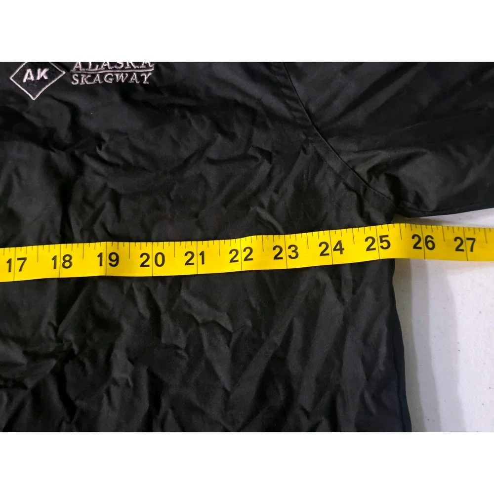 Alaska Skagway Mens Hooded Rain Jacket Black Grey Reflective Windbreaker XL